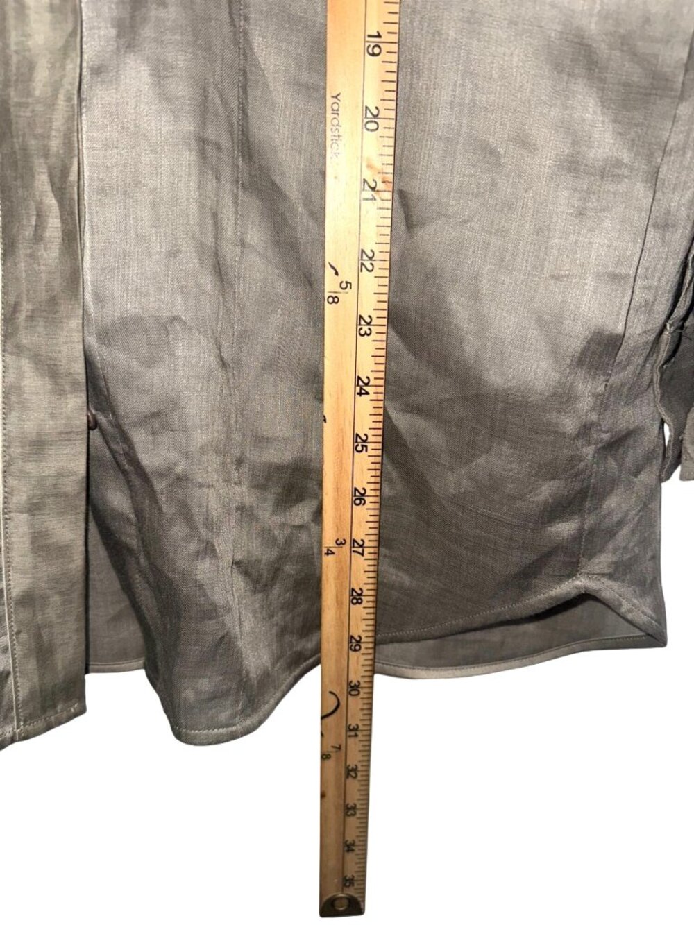 Lafayette 148 New York Womens Long Button-Up Shirt P Taupe Ramie/Tencel - Picture 8 of 8